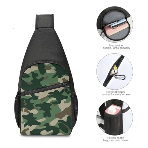 Bolso tipo sling camuflado verde para senderismo y viajes miniatura 5