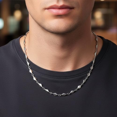 Image of THE MEN THING Chain for Men, Luxury Pure Titanium Steel Chain | Silver Stainless Steel Chain | Necklace Jewellery for Men & Boys