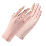 keynoyin Outdoor Sports Cycling Touch Screen Gloves, Breathable and Cool Lightweight Gloves - Leak Two-Finger Pink