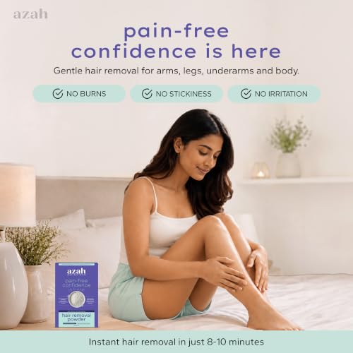Image of Azah Bikini Wax Powder for Women [60gm]| Painless Hair Removal in 8-10 Mins | Natural Wax Powder with Turmeric, ROse & Papaya | No Chemicals, No Irritation & Rashes, Ideal for Bikini, Legs & Underarms