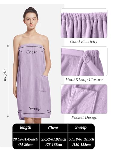 Image of Women'S Soft Wrap Towel Full Length,Bath Robe After Shower Female Plush Long,Spa Bathrobes Lightweight With Pockets