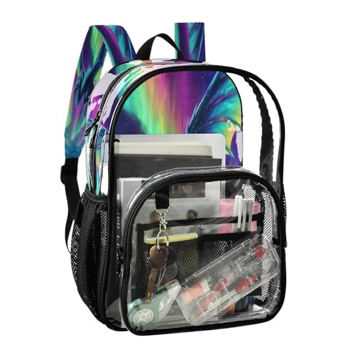 Dragon Fantasy Landscape Clear Backpack Heavy Duty See Through Transparent PVC BookBag for Kids Boy Girl School Work2