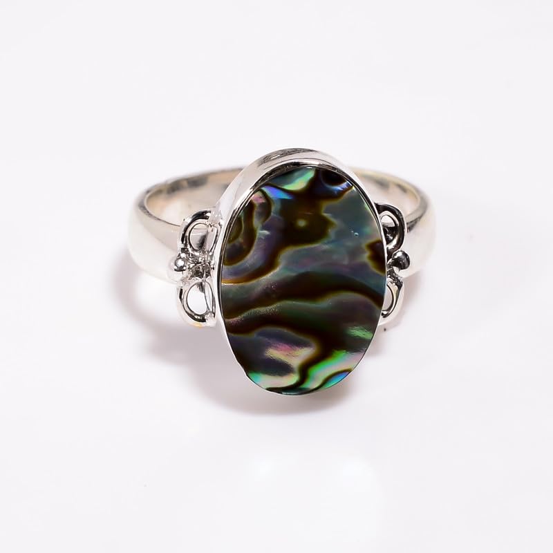 Bague fiançailles argent sterling ormeau ovale contre les bijoux ternes - 3