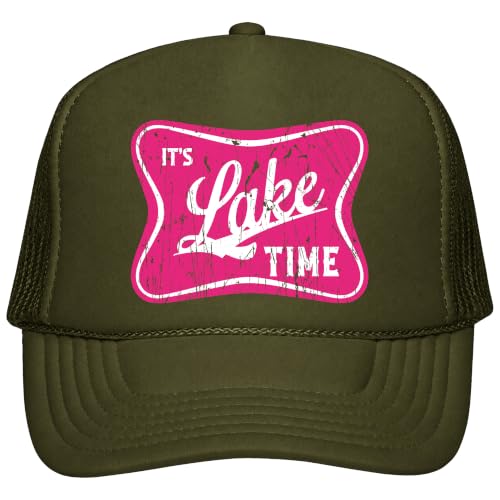 Image of It's Lake Time Summer Classic 5 Panel Foam Front Mesh Snap Back Trucker Hat
