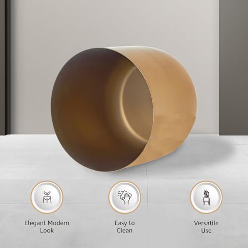 Image of amazon basics Gold Plated Metal Planters with Stands (Set of 2) | Suitable for Living Room, Bedroom Decor | (Gold)