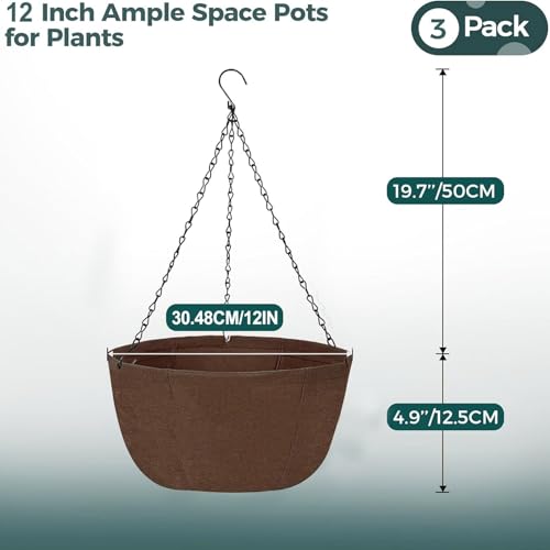 Panier de fleurs d'extérieur portable marron avec drainage optimal - 3