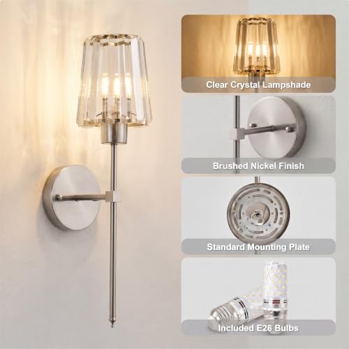 Image of KARTOOSH Hardwired Crystal Wall Sconces Set of 2