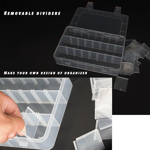 Image of 24 Grids Clear Plastic Organizer Box with Adjustable Dividers, Plastic Organizer Box Container Perfect for Beads Organizer, Art DIY Crafts, Jewelry, Fishing Tackles
