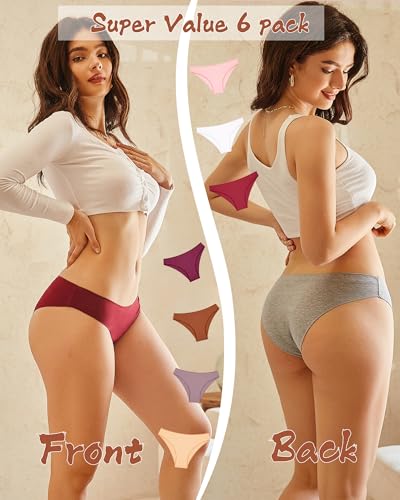 6 Pack Cotton Underwear for Women Low Rise Bikini High Cut Breathbale Sexy Hipster Cheeky Womens Panties S-XL3