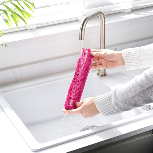 Kleeneze 2-in-1 Gummibesen, Mehrzweck Gummiborsten und Bodenabzieher, Ausziehbarer Griff bis zu 1,2m, fängt Tierhaare auf, kompakte tragbare Reinigungsbürste, kratzfrei, Innen- Außenbereich