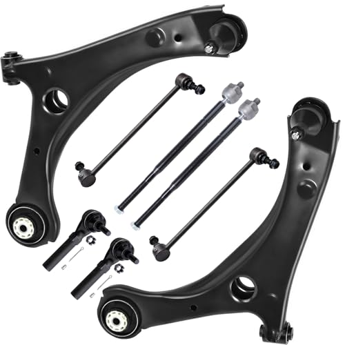 Image of Detroit Axle - 8pc Front End Control Arms Kit for 2008-2010 Chrysler Town & Country Dodge Grand Caravan, 2009-2011 VW Routan, 2 Lower Control Arms w /Ball Joint 4 Tie Rods 2 Sway Bars Replacement