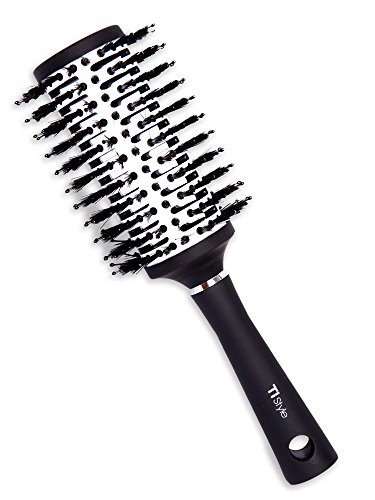 Round Barrel Ceramic Hair Brush - Natural Boar Bristles for Volumizing, Blow-Drying, Curling, Shine, Straigthening - Anti Frizz and Static - Ergonomic Travel Friendly - 2 inch - Get Amazing Hair Now