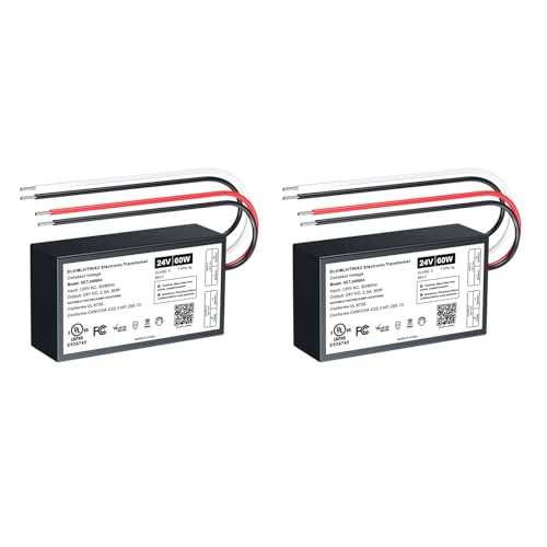 2 Pcs 60W Dimmable LED Driver, 24V Triac/ELV/MLV AC to DC Power Supply for LED Light, Halogen Bulb, LED Transformer Compatible with Lutron &amp; Leviton Dimmer, for Indoor/Outdoor Use