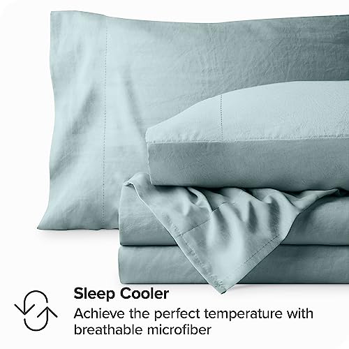 Bare Home Sandwashed Full Sheet Set - Premium 1800 Ultra-Soft Microfiber Bed Sheets - Double Brushed - Hypoallergenic - Stain Resistant (Full, Sandwashed Slate) #TOP5