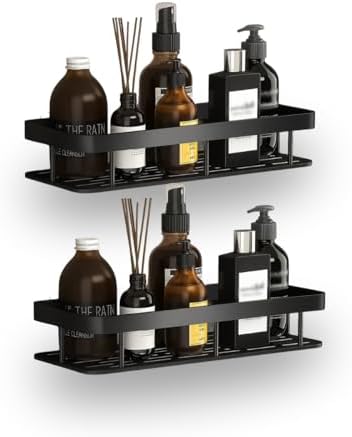 Kit Organizador de Banheiro com 2 Prateleiras, Preto, Shampoo e M...