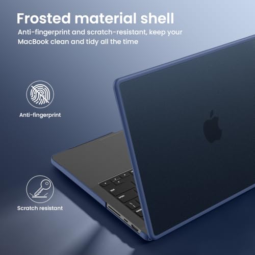 Image of BlueSwan Anti-Cracking Hard Shell Case Compatible with MacBook Pro 14-inch M5 2026 2025-2021 Release M4 M3 M2 M1 Pro /Max Chip, Anti-Fingerprint Soft TPU Bumper, Frosted Midnight
