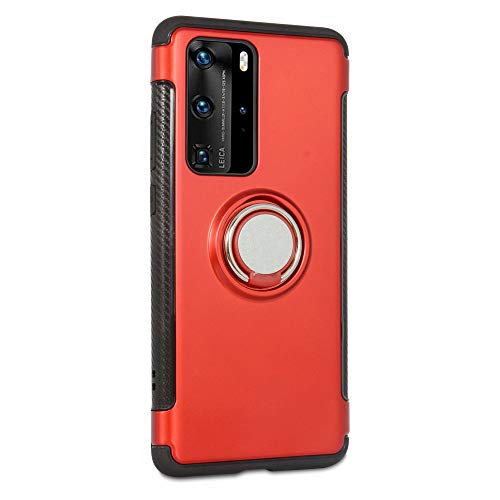 LFDZ Funda Huawei P40 Pro, 360 Grados Giratorio Ring Grip con Gel TPU Case Carcasa Fundas para Huawei P40 Pro Smartphone(Not fit P40 Lite / P40),Rojo