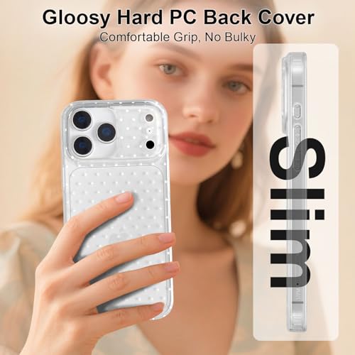 QLTYPRI for iPhone 17 Pro Case, Cute Polka Dot Pattern Aesthetic Phone Case, Raised Camera Protection Durable TPU Slim Shockproof Protective Phone Cover for Girls Women - Clear - Image 6