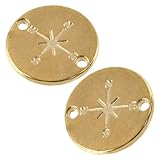AERZETIX Set mit 16 Metallverzierungen für Kleidung/Kompassmotiv / Ø12 mm/goldfarben
