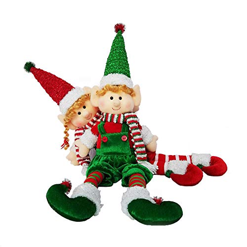 Yecence Christmas Elves 24" Decorations Dolls Big Plush Figurines Packed In Color Box Soft Stuffed Holiday Ornaments Xmas Decor Adorable Gifts Boy And Girl Set Of 2 #TOP5