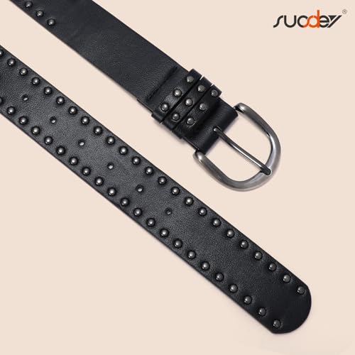 SUOSDEY Women Leather Rivets Belts for Jeans Pants Dresses Studded Leather Belts with Silver Buckle4