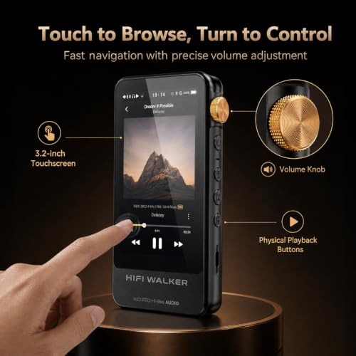 Image of HIFI WALKER H20 Pro Hi-Res MP3 Player with Bluetooth, 64GB Memory Card