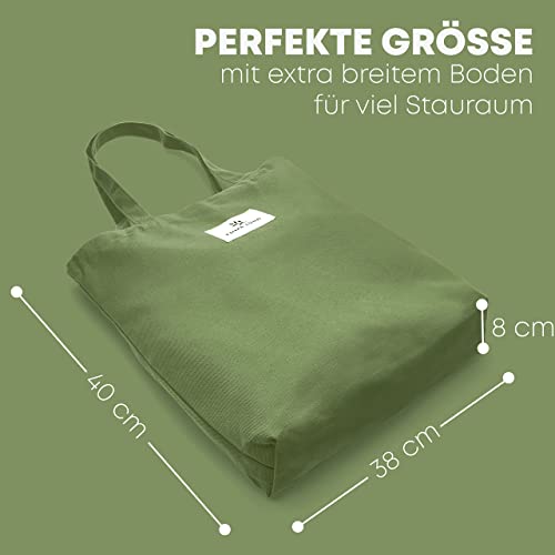 Emma Lund Jute tas - stijlvolle boodschappentas met binnenzak en extra brede bodem - stoffen tas van 38 x 40 cm met lang handvat - perfecte tas als schoudertas of tote bag - Image 6
