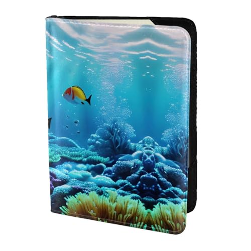Tranquil Underwater Scenery Print Travel Wallet Passport Holder Case per Family Leather Passaporto Cover per Uomo Donna nero Taglia unica