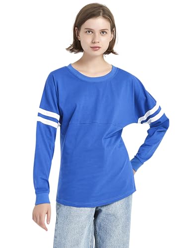 TopTie Women's Crewneck Pom Pom Pullover Jersey Youth Long Sleeve Game Day Jersey Tee Shirt Blank3