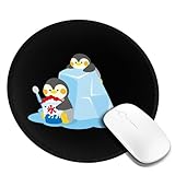 マウスパッド かき氷を食べるペンギン ゲーミングマウスパッド 丸型 人気 おしゃれ 滑り止め 薄型 多機能 男女兼用 贈り物