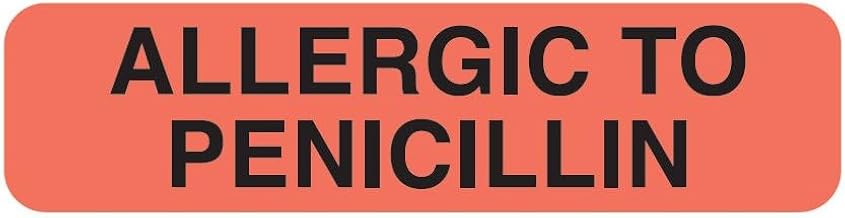 Allergic to Penicillin Medical Alert Label 1-1/4” x 5/16” Fluorescent Red with Black Text Doctor Stuff Chart Safety Stickers 500 Stickers/Box