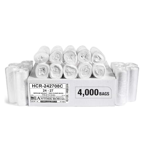 Image of Aluf Plastics 12 Gallon 8 Micron (eq) Clear Trash Bags 24 inch x 27 inch 4000 Count