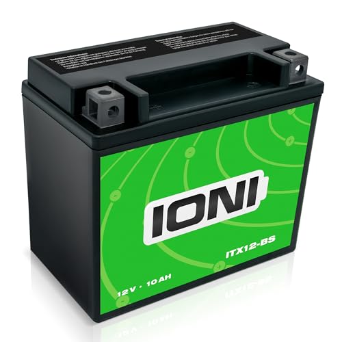 IONI ITX12-BS 12V 10Ah AGM Batterie kompatibel mit YTX12-BS versiegelt/wartungsfrei Akkumulator Motorradbatterie
