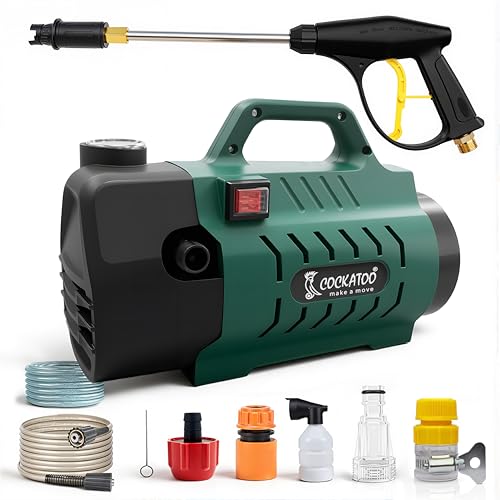 Image of Cockatoo RinseSmart28W High Pressure Washer Corded Electric 4HP 2800W 300Bar Aluminium Binding Induction AC Motor 7.2Lmin Flow 7m Hose 2 in 1 Nozzle Car Bike Home Garden Cleaning Power Washer