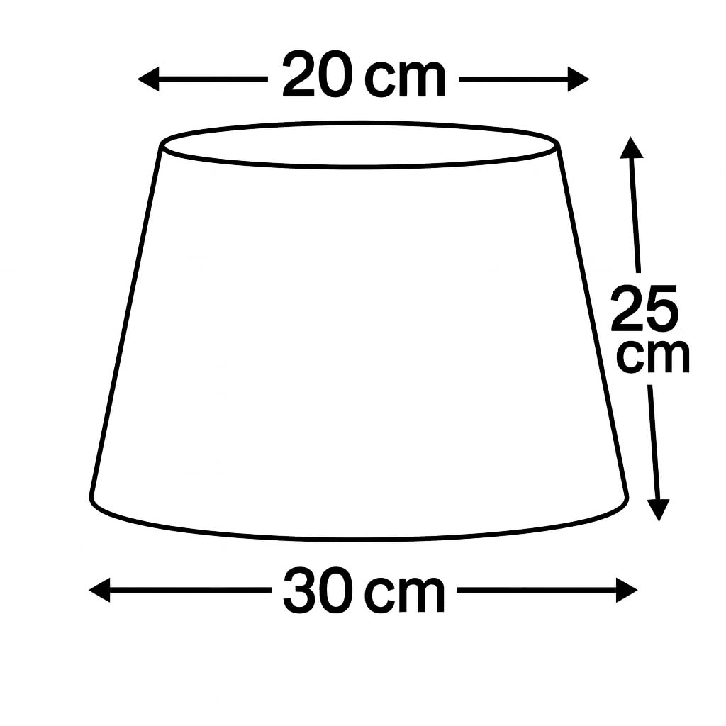 30 cm Paralume Cono, Tessuto di Cotone con PVC Bianco, Prodotto Artigianale, per Lampada da Tavolo, Piantana (Blu)