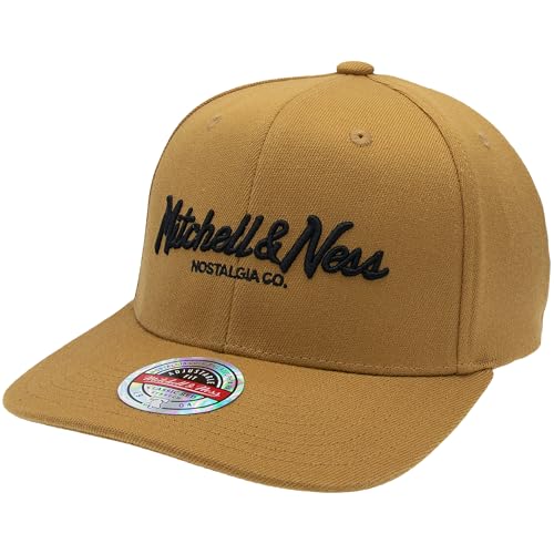 Mitchell & Ness Classic Red Pinscript Snapback, Tan/Black