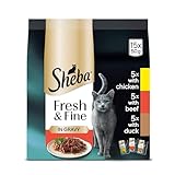 Sheba Cat Wet Food - Fresh and Fine - Cat Pouches Meaty Pieces in Gravy - 15 x 50 g (Pack OF 3)