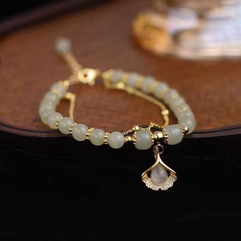 Nyx&lvy Jade Green Crystal Beaded Bracelet Set with Charm, 3 Piece Collection, Gold Chain - Image 7