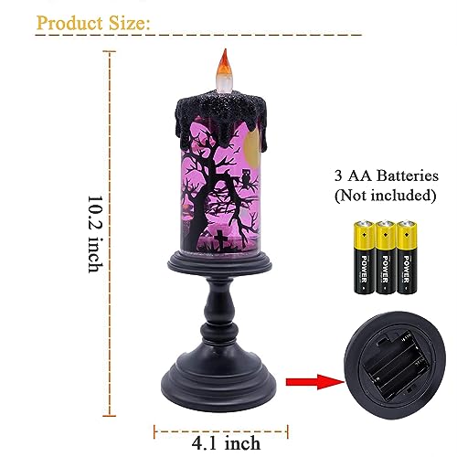 Halloween Snow Globe Tornado Flameless Candles Table Centerpiece for Celebration Party,Battery Operated LED Candle with 6 Hours Timer for Home Indoor Halloween Decoration (Ghost)