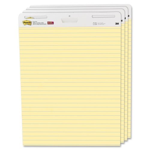 Mayorista Caja de 2  3M Post-it Faint Rule Caballete Pad-Almohadilla de Caballete, Autoadhesivo, Forrado, 30 hojas, 25 "x30", 4CT, Amarillo