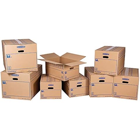 SmoothMove Heavy Duty Double Wall Cardboard Moving and Storage Boxes with Handles, Pack of 8 (3 x 39 Litre, 3 x 67 Litre, 2 x 113 Litre) Cover