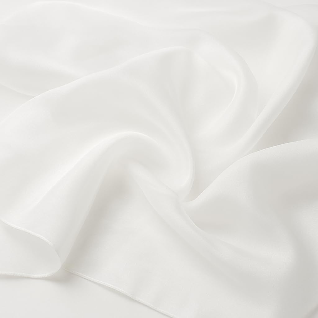 Luxurious Half White semi Diable Organza Fabric, Lightweight Sheer Material-image-42
