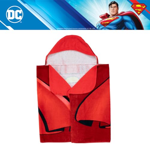 Image of Franco Superman DC Comics Cape Kids Super Soft Bath /Pool /Beach Soft Cotton Terry Hooded Towel Wrap, 24 in x 50 in, (Officially Licensed Product)