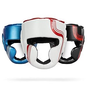 Sanabul Core Series Boxing Headgear for Men and Women | Full-Face Coverage, Impact-Dura Shock Tech | Elevate Your Protection for Multiple Combat Sports | Boxing Gear (White/Red, L/XL)