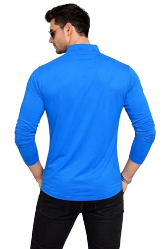 Image of Blisstone Men's Band Collar Shirt - Full Sleeve Slim Fit Casual Cotton Blend Mandarin Collar Button Down Shirt