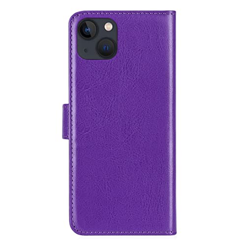 32nd Book Wallet PU Leather Flip Case Cover For Apple iPhone 14 (6.1"), Design With Card Slot and Magnetic Closure - Purple - Image 2