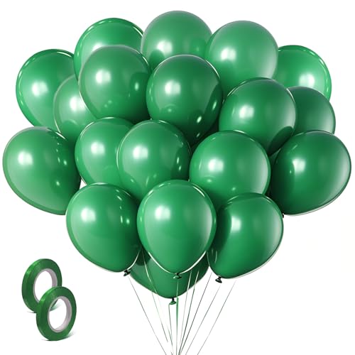 Image of Green Balloons Green Birthday Decorations 160 Pack 5 inch Round Party Balloons for Dark Green Themed Wedding Graduation Anniversary Christmas Birthday Party St Patricks Day Backdrop Decorations