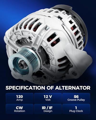 Image of KAX New Alternator Replacement for Mercedes-Benz C240 2001-2005 for Chrysler Crossfire 2004-2008 for Mercedes-Benz C320 2001-2005 120 Amp,12V,CW,S6 Groove Pulley,Replace for 13884N