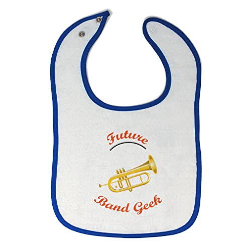Toddler & Baby Bibs Burp Cloths Profession Future Band Geek Trumpet Cotton Baby Items for Baby Girl & Boy White Royal Blue Design Only