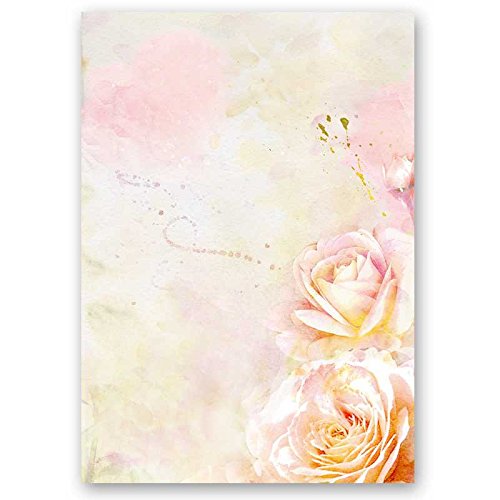 Motif Paper – Stationery Paper Rose Blossoms 50 Sheets DIN A4